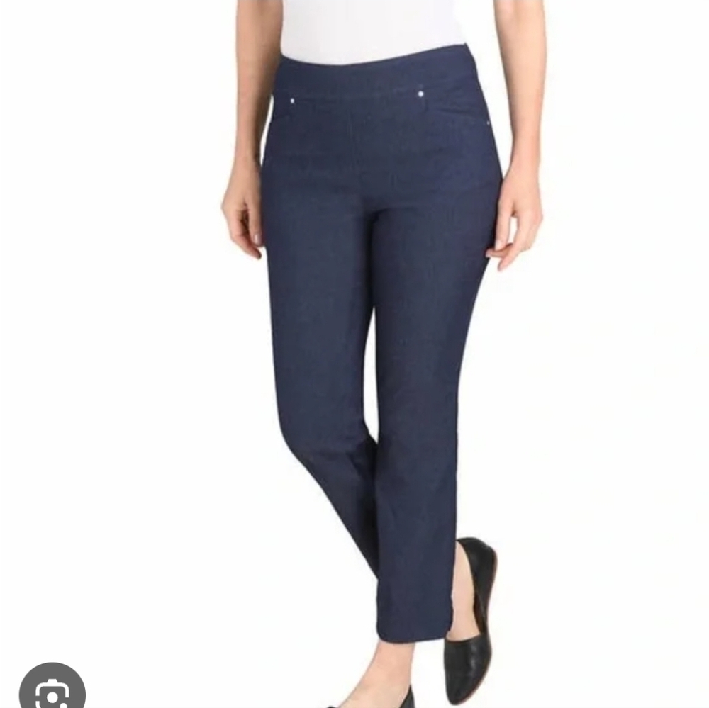 Hilary Radley Ladies Pull-on Ankle‎ Pant, Blue Bg12